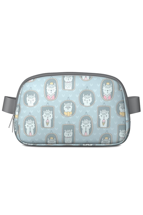 Cute Llama Fanny Pack for Women – Adorable Alpaca Cartoon Waist Bag with Kawaii Llama Face Print, Funny Pattern Crossbody Sling Bag
