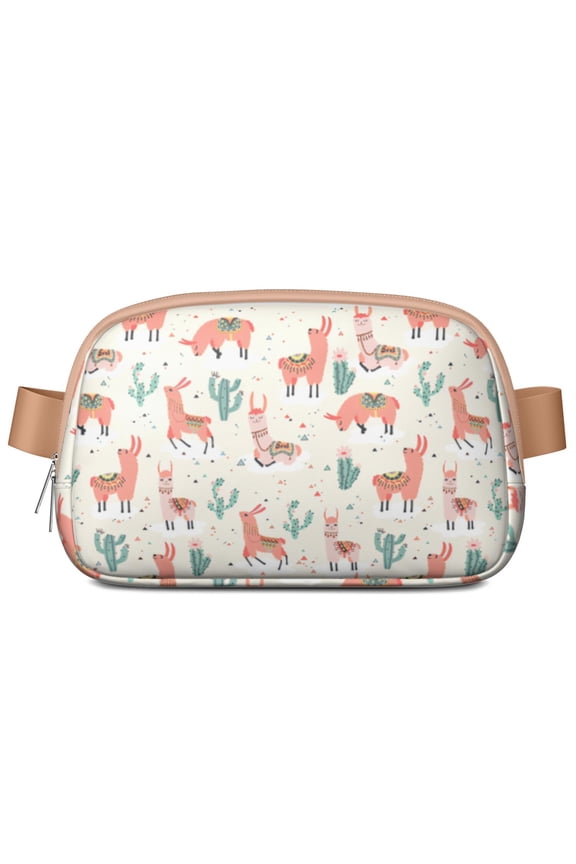 Cute Llama Fanny Pack for Women – Adorable Alpaca Cartoon Waist Bag with Kawaii Llama Face Print, Funny Pattern Crossbody Sling Bag