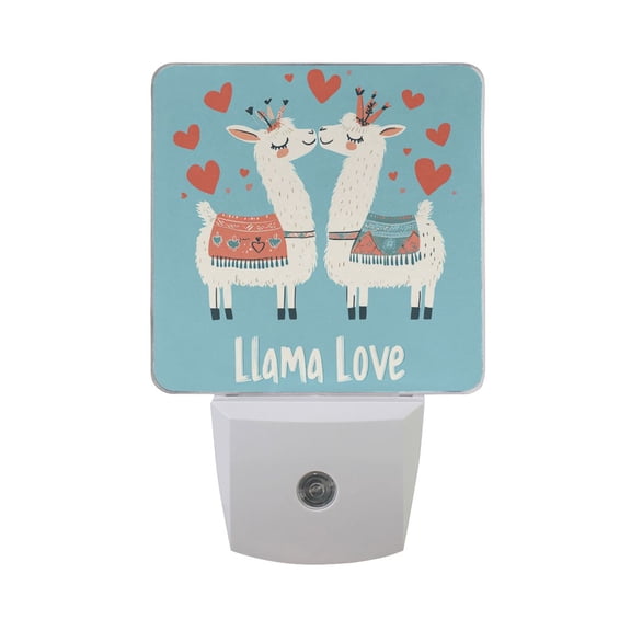 Cute Llama Love Valentine LED Night Light with Smart Sensor Plug Into Wall Dusk to Dawn 2 packs
