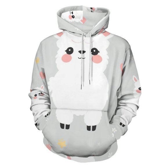 Cute Llama Pattern Men's Women Vintage 3D Hooded Sweatshirt - All-Season Loose Fit Streetwear