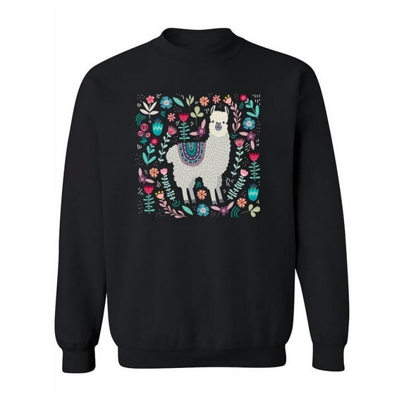 Cute Llama With Flowers Sweatshirt Women -Image by Shutterstock, Female Small