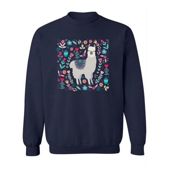 Cute Llama With Flowers Sweatshirt Women -Image by Shutterstock, Female x-Large