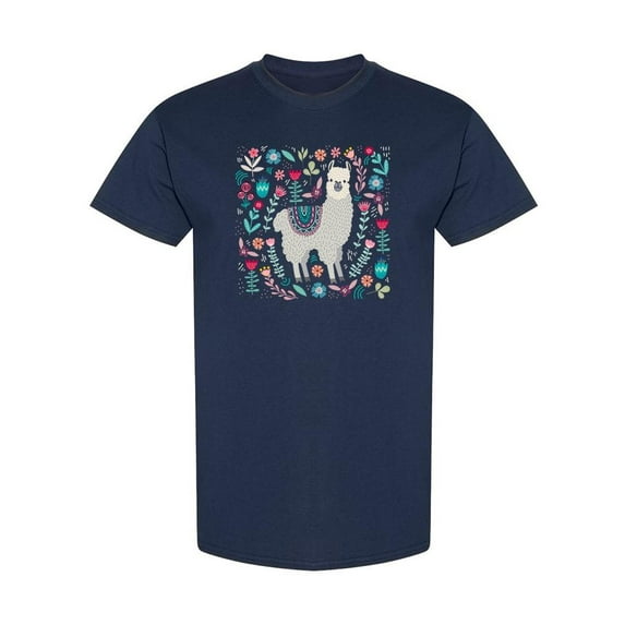 Cute Llama With Flowers T-Shirt Women -Image by Shutterstock, Female Large