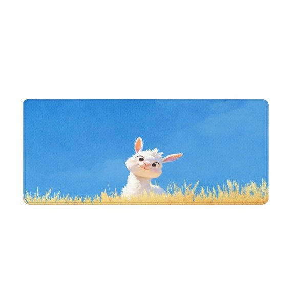 Cute Llama in Field Mouse Pad 31.5 x 11.82 inches Rubber Desk Accessory for Office and Home Use