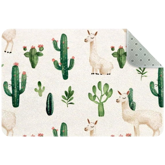 Cute Llama with Cactus Entryway Rug, 2x3 Area Rug Indoor Door Mat Non-slip Washable Floor Carpet Rug for Bedroom Office Dining Room Bathroom