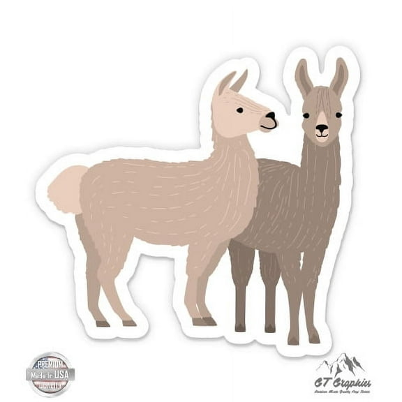 Cute Llamas - 5" Vinyl Sticker - For Car Laptop I-Pad - Waterproof Decal