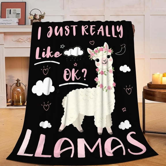 Cute Llamas Blanket, Soft Plush Alpaca Fleece Animal Blanket - Cozy Warm Stuffed Blankets Bedding Llamas Gifts for Women Women Users Adults 40"X50"