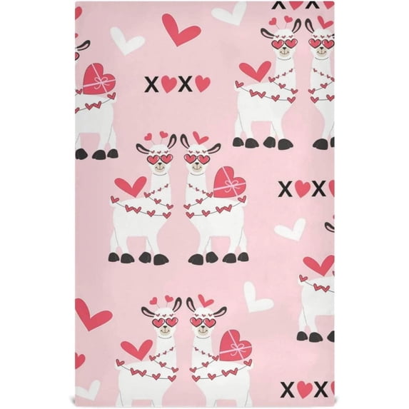 Cute Llamas Hearts Dish Towels Set of 6, XOXO Letters Washable Tea Towels Dishcloths Lint-Free 18x28 Inch Fast Drying for Kitchen Restaurant Bar Clean
