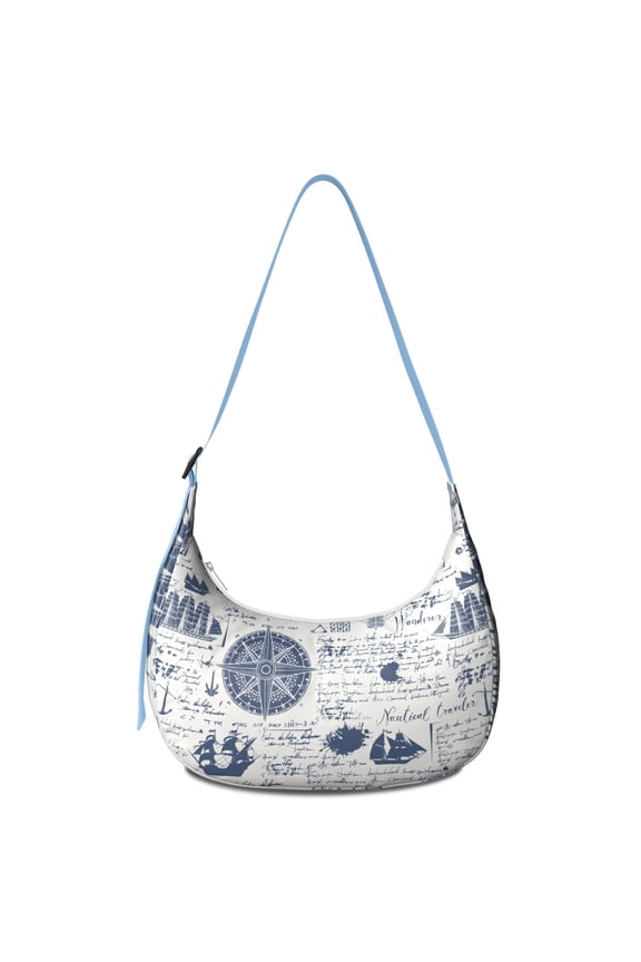 Cute Lobster Corduroy Shoulder Bag, Adjustable Strap Small Crossbody Purse with Vintage Nautical Sea Life Design, Lightweight Nylon Bag for Everyday Use and Travel