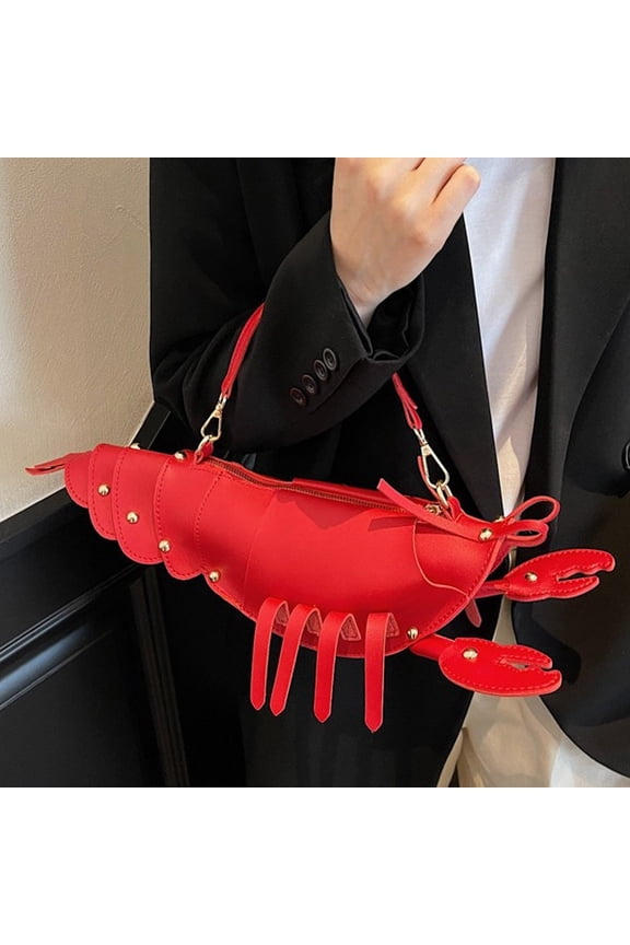 Cute Lobster Shaped Crossbody Bag for Women - Red PU Leather Funny Animal Handbag with Chain Strap, Unique Novelty Shoulder Purse for Party & Daily Use