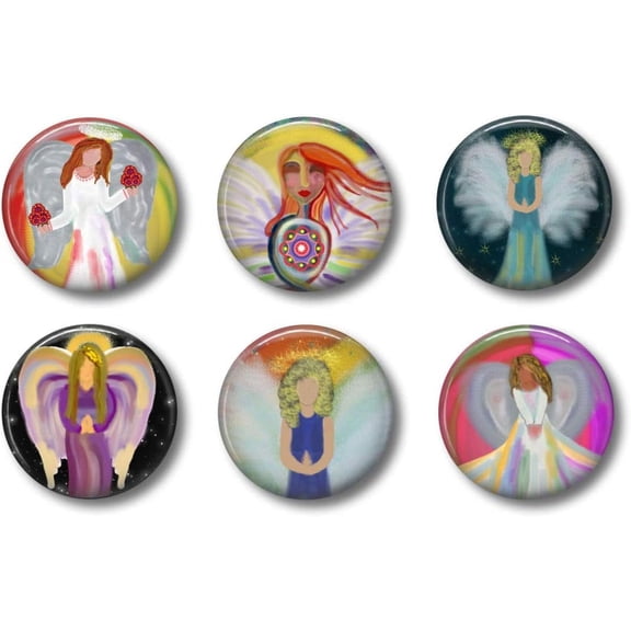 Cute Locker Magnets For Teens - Fun School Supplies - Whiteboard Office or Fridge - Gift Set (Angel Pin Back Buttons)