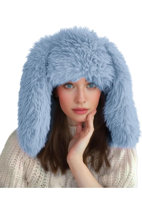 Cute Long Bunny Ear Plush Hat, Loverboy Beanie, Y2K Furry Rabbit Beanies for Indoor Outdoor Festival Party