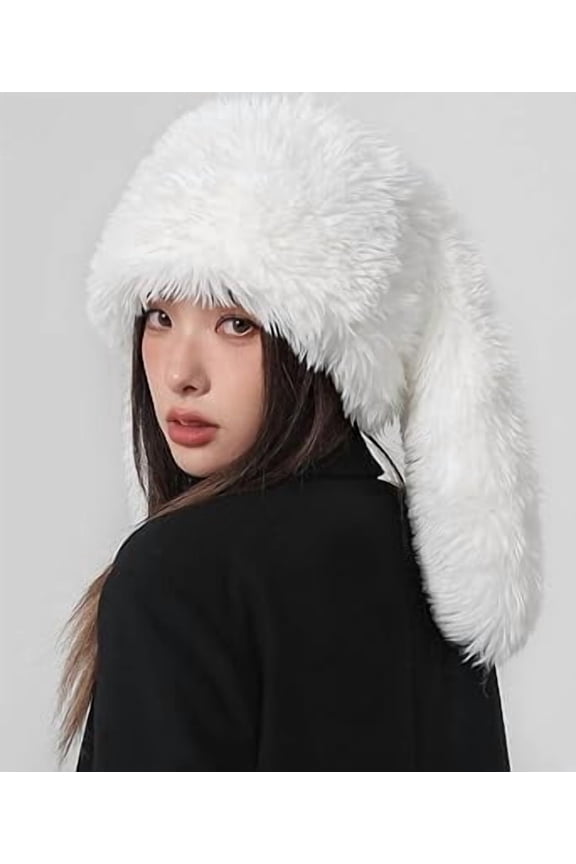 Cute Long Bunny Ear Plush Hat, Rabbit Ear Beanie for Women Girls, Fuzzy Bunny Hat for Festival, Easter, Party(1,pcs,L)