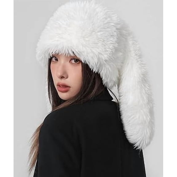 Cute Long Bunny Ear Plush Hat, Rabbit Ear Beanie for Women Girls, Fuzzy Bunny Hat for Festival, Easter, Party(1,pcs,L)