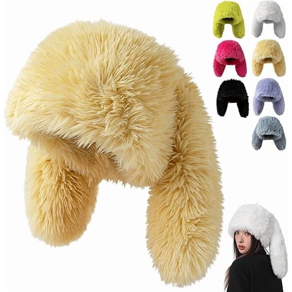 Easter Bunny Ear Hat for Women & Girls - Soft Plush Beanie with Long Fuzzy Ears, Festival Party Costume, Spring Photo Prop(XX-Yellow)