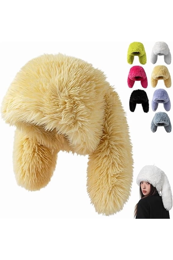 Easter Bunny Ear Hat for Women & Girls - Soft Plush Beanie with Long Fuzzy Ears, Festival Party Costume, Spring Photo Prop(XX-Yellow)