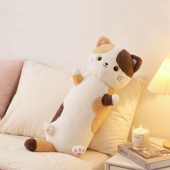 Cute Long Cat Plush Pillow Soft Fluffy Long Body Kitten Plushie Holiday Gift