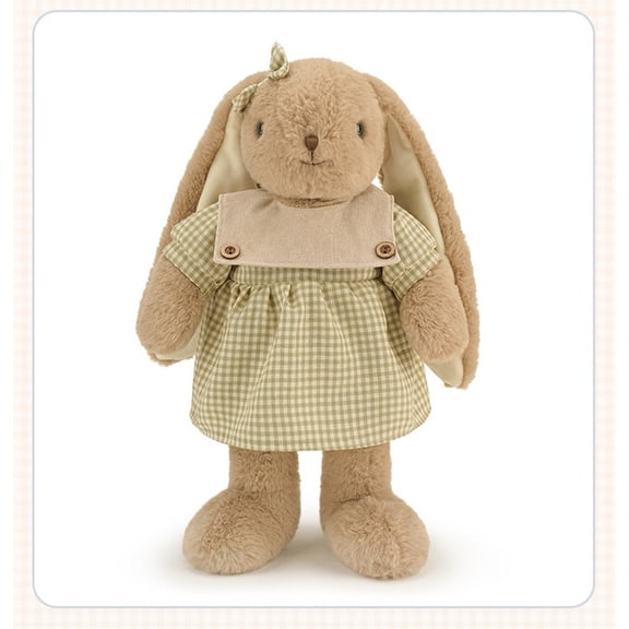 Cute Long-Eared Bunny Plush Toy, Soft Stuffed Rabbit Doll, Fluffy Coffee Brown Plush Animal for Kids and Adults, Cozy Hug Toy Birthday Gift for Girls and Friends