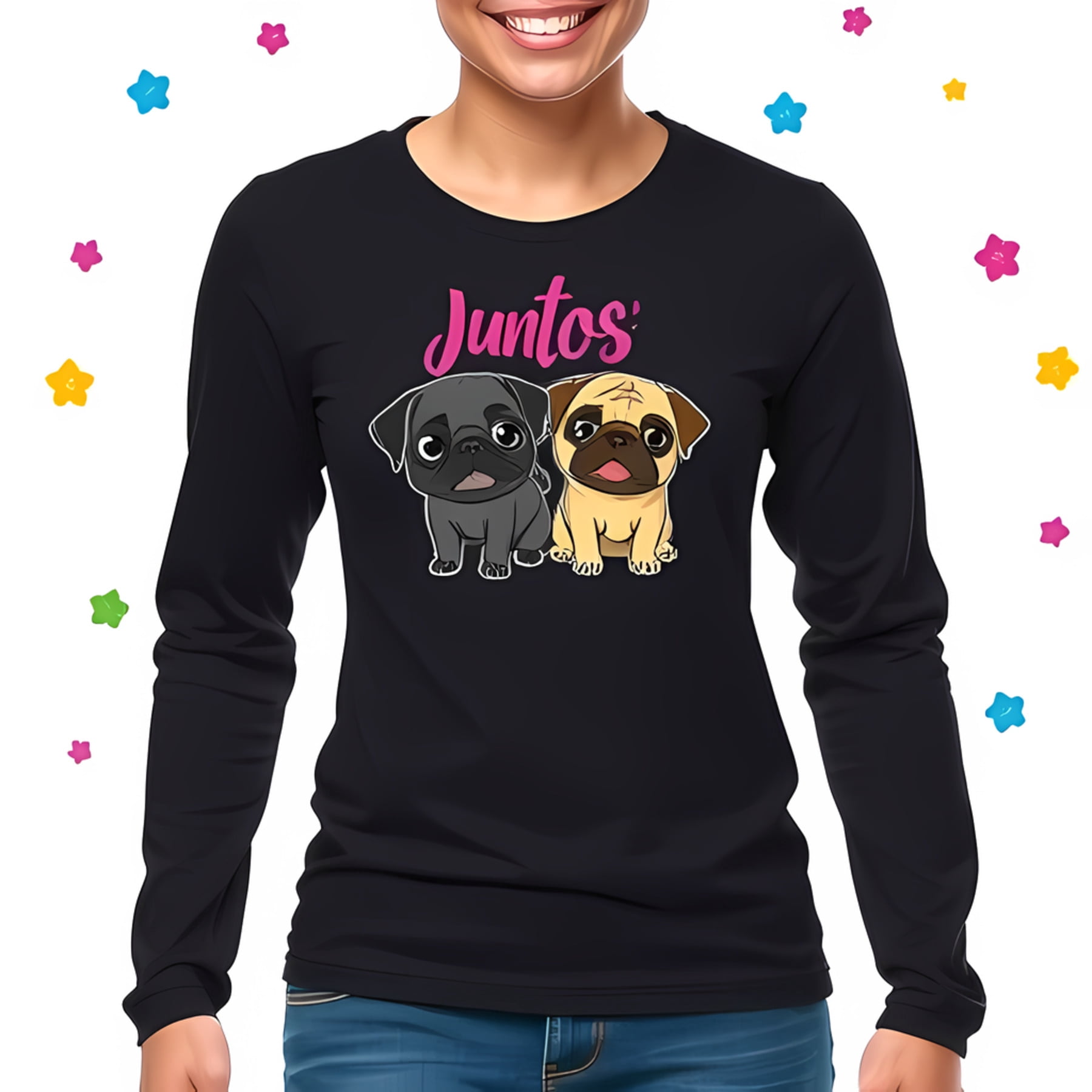 Just 2 Pugs Loving each other (unisex T-shirt) main image 1