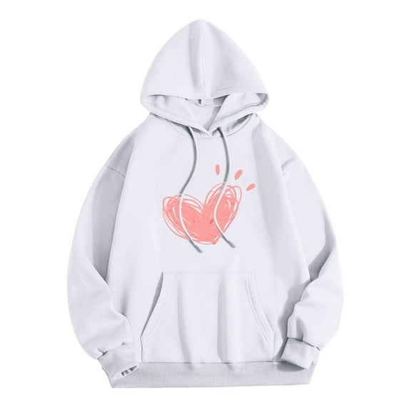 Cute Long Sleeve Women Sweatshirts Fashion Womens Warm Sweatshirt Casual O Neck Soft Love Heart Printed Shirt Ladies Winter Sweatshirts Tops