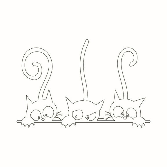 Cute Long-Tailed Cat Car Body And Window Reflective Decals And Stickers/ 3 Cats PVC Wall Stickers Removable Adhesive Decor For Bedroom Living Room Home Art Background