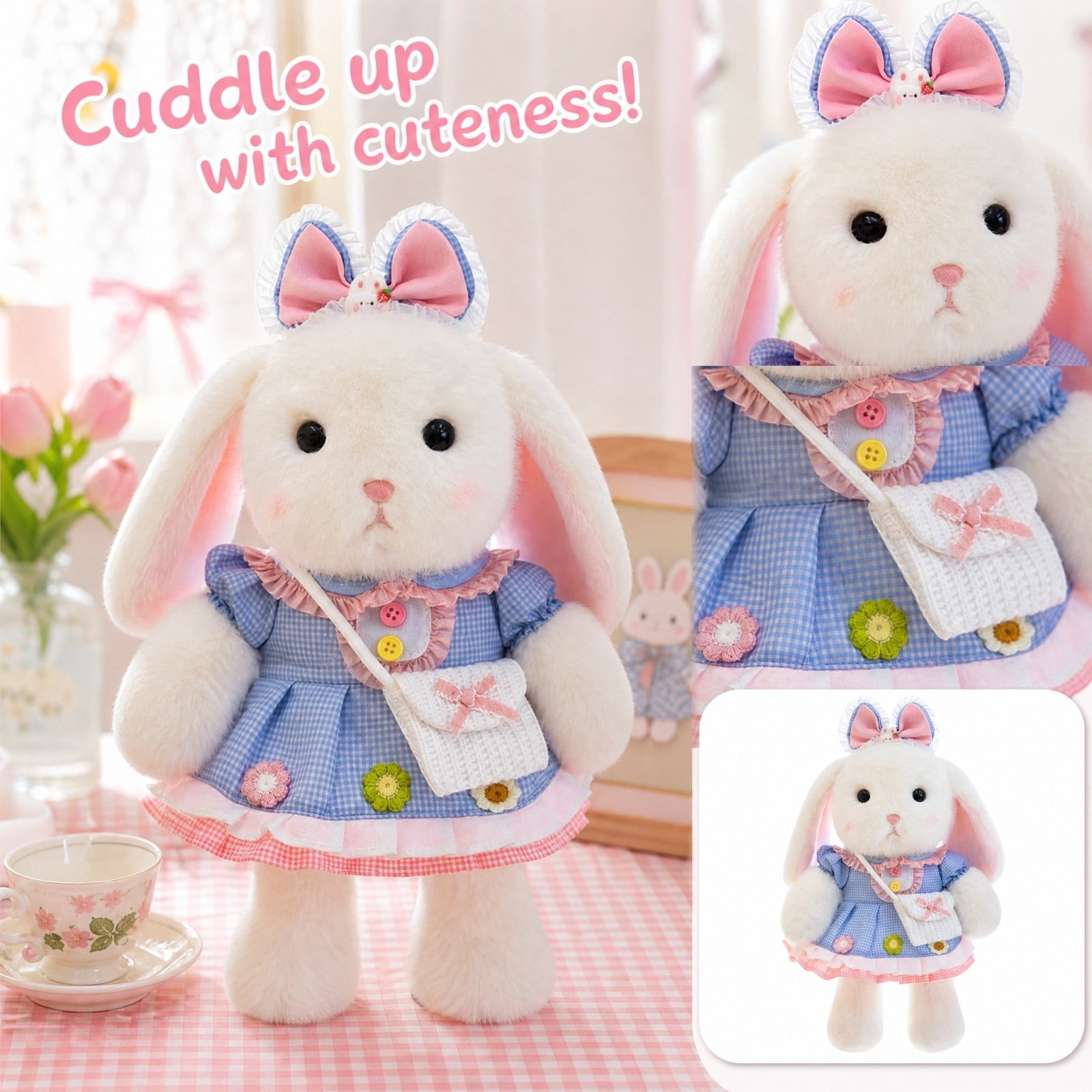 Lop Rabbit All Cute Lop Ear Bunny Plush Doll, Kawaii Dressed Rabbit Stuffed Animal ...