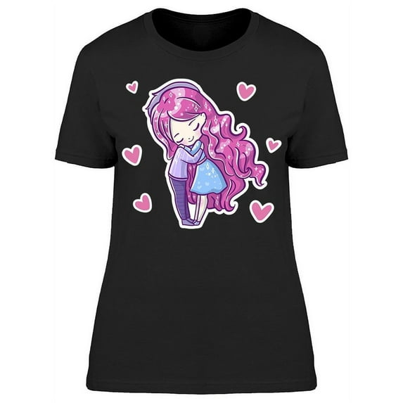 Cute Love Anime Couple T-Shirt Women -Image by Shutterstock, Female 3X-Large