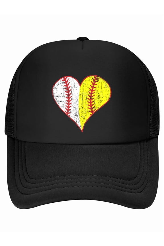 Cute Love Baseball Fast Pitch Softball Heart Baseball Mom Baseball Cap