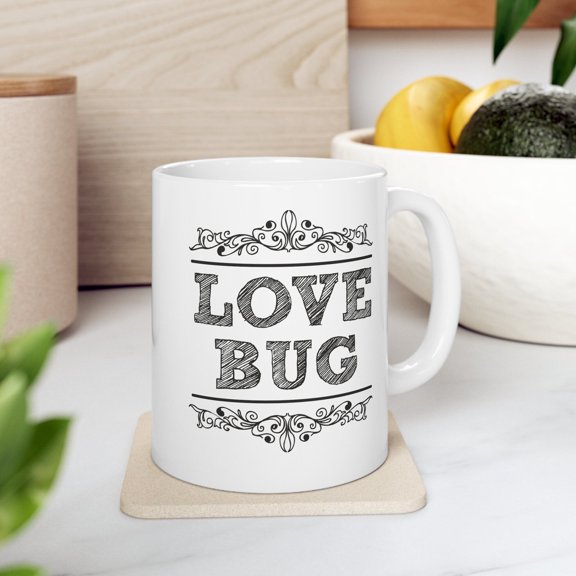 Love Bug 11 oz Coffee Mug - Couples Gift for Valentine's Day White Ceramic
