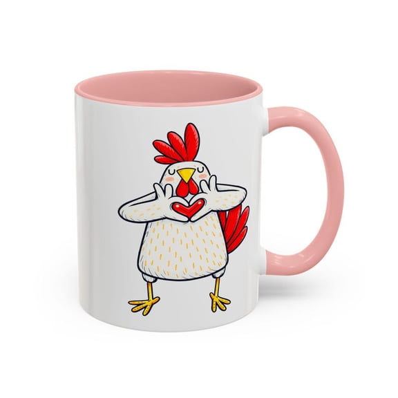 Cute Love Chicken Mug, Heart H1andS1 Hen Coffee Cup, Funny Farmhouse Chicken Lover Gift, VaL1entines Day, Chicken Mom Dad, Cute Farm Art DE1cor