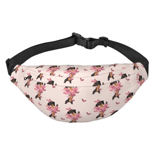 Cute Love Dachshund Dog Puppy Crossbody Bags for Women Men, Large