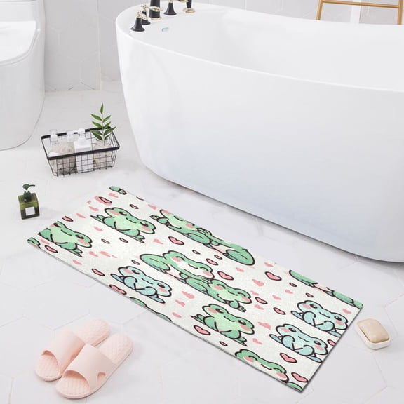 Cute Love Frogs Bath Mat 39x20 Non-Slip Bathroom Rugs Absorbent Soft Plush Quick Dry for Tub Shower Kitchen Home Decor
