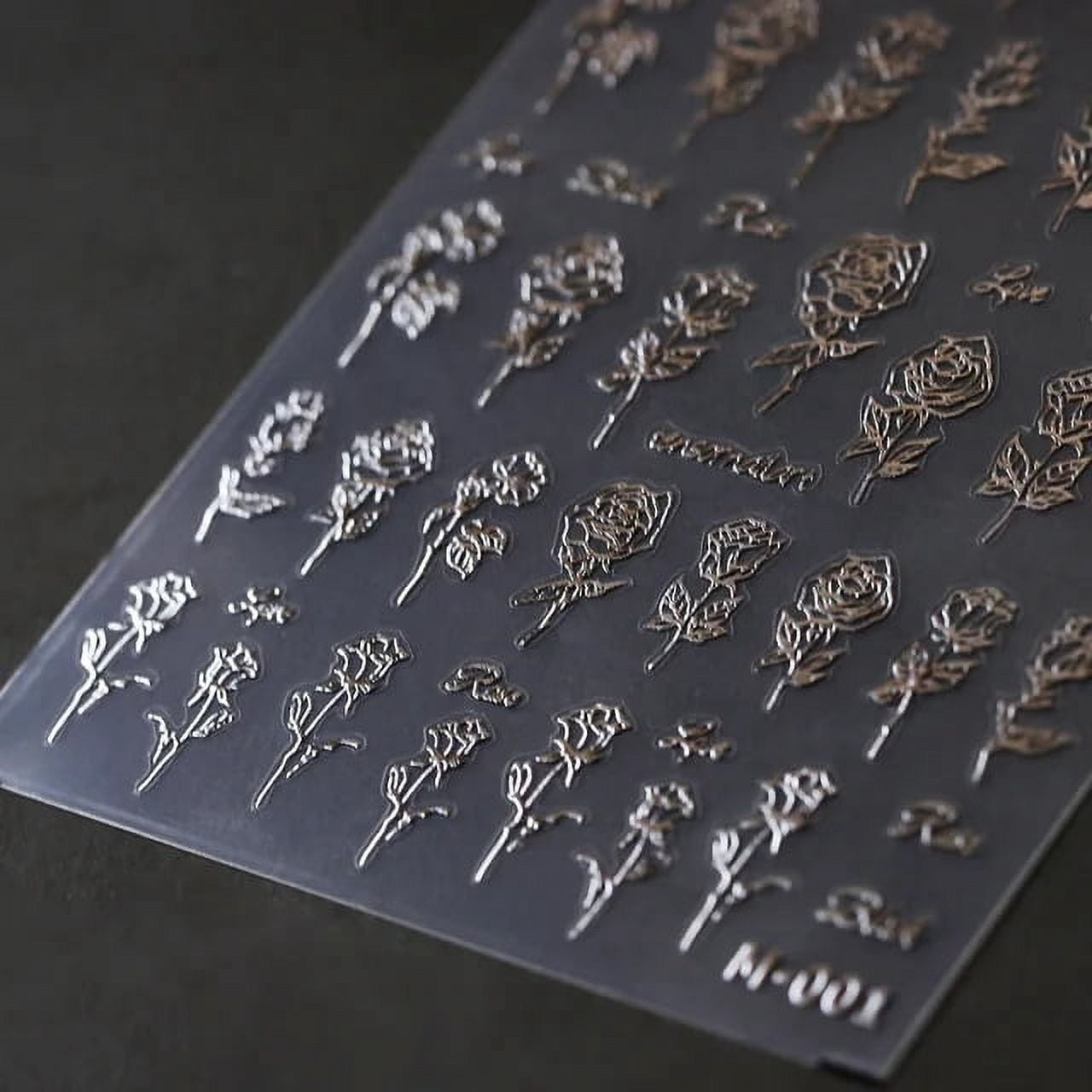 Cute Love Heart Bronzing 5D Self Adhesive Nail Art Decoration Stickers Laser Silver Rose Gold Nail Decals Wholesale Dropshipping