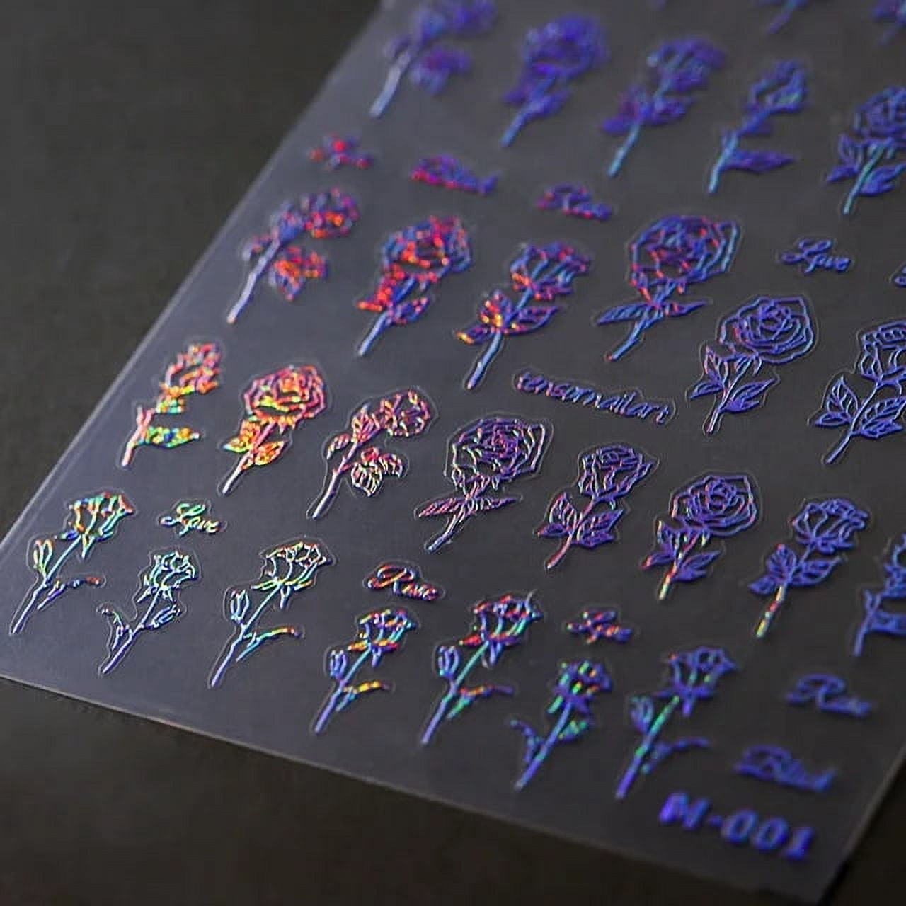 Cute Love Heart Bronzing 5D Self Adhesive Nail Art Decoration Stickers Laser Silver Rose Gold Nail Decals Wholesale Dropshipping