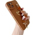 thumbnail image 1 of Cute Love Heart Wrist Strap Chain Bracelet Soft Compatible with iPhone Case (Brown,iPhone 13), 1 of 12