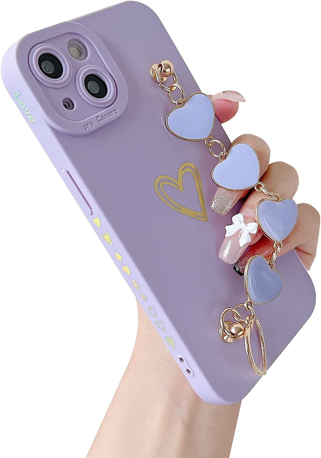 Cute Love Heart Wrist Strap Chain Bracelet Soft Compatible with iPhone