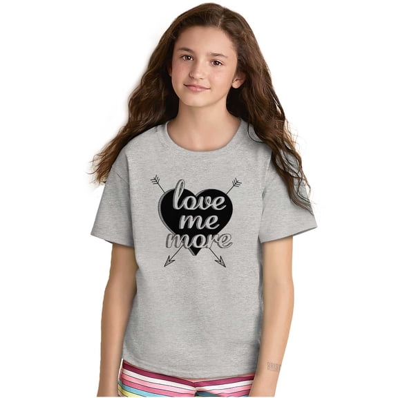 Cute Love Me More Valentines Heart Girls Kids T Shirt Tees Teen Brisco Brands X
