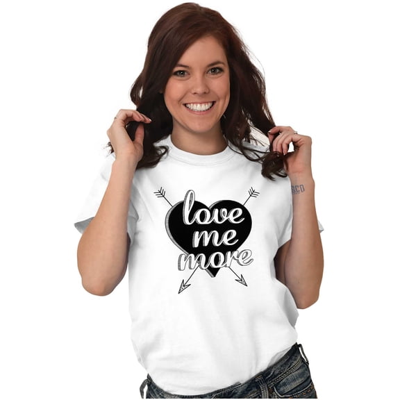 Cute Love Me More Valentines Heart Women's Graphic T Shirt Tees Brisco Brands L