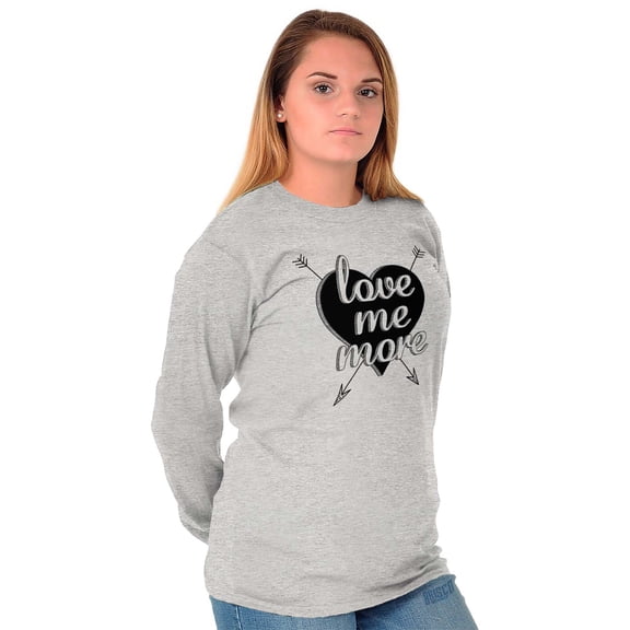 Cute Love Me More Valentines Heart Women's Long Sleeve T Shirt Brisco Brands L