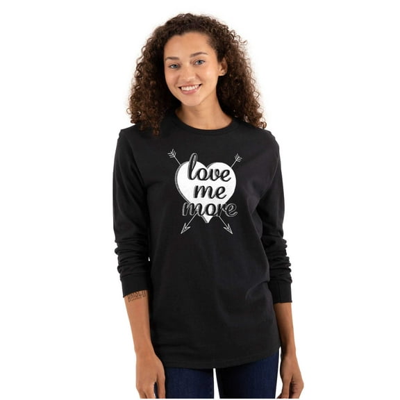 Cute Love Me More Valentines Heart Women's Long Sleeve T Shirt Brisco Brands S