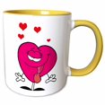 thumbnail image 1 of 3drose, Cute Love Sick Cartoon Girly Heart, 15oz Two-tone Yellow Mug, 1 of 6