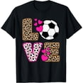 thumbnail image 1 of Cute Love Soccer Leopard Print Women Girls Soccer T-Shirt, 1 of 4