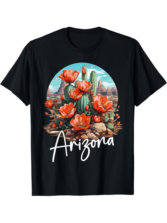Cute Love State Of Arizona Blooming Cactus Flowers T-Shirt