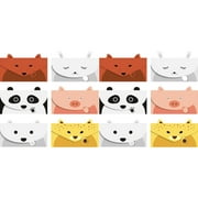 Cute Lovely Animal Cartoon Letter Writing Stationery Paper, Greeting Card, Thank You Card, 12pcs with Envelopes and Animal Stickers，Size 3.14" X 6.2" Paper - Bear+Tiger+Rascal Rabbit+Piggy+Panda+Fox