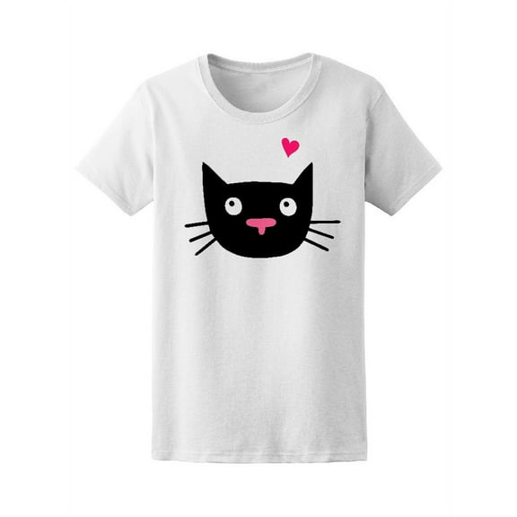 Cute Lovely Black Cat T-Shirt Women -Image by Shutterstock, Female Small