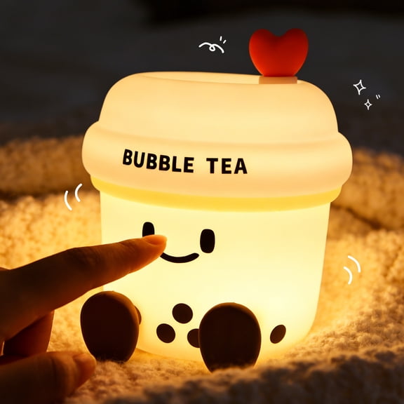 Cute Loving Bubble Milk Cup Night Light, 3-Level Dimmable Soft Light, Timed, Rechargeable, Silicone Bedside Touch Lamp, Creates a Cozy Ambiance, Ideal Decoration and Gift for Girls, Women