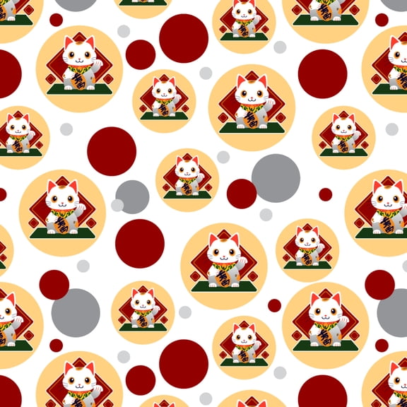 Cute Lucky Cat Maneki-Neko Premium Gift Wrap Wrapping Paper Roll