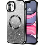 Cute Luxury Case for Apple iPhone 11 Glitter Magnetic Case for Girls Women Bling Sparkle Shining Glitter Luxury, Black