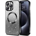 thumbnail image 1 of Cute Luxury Case for Apple iPhone 15 Pro Glitter Magnetic Case for Girls Women Bling Sparkle Shining Glitter Luxury, Black, 1 of 6