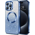 thumbnail image 1 of Cute Luxury Case for Apple iPhone 15 Pro Glitter Magnetic Case for Girls Women Bling Sparkle Shining Glitter Luxury, Blue, 1 of 6